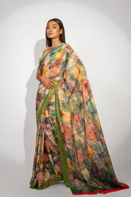 Unallume Print saree designs Unique saree designs Artisan saree designs Indian print sarees Printed saree party wear Printed saree silk Green Saree, floral saree, multi color , Metallic Golden Red Gray designer saree bollywood saree indian saree silk saree fashion art inspired fashion handloom trendy cocktail saree party wear artistic fashion fashion trends indian saree tissue organza pure silk ready to wear saree cotton saree printed saree handloom saree