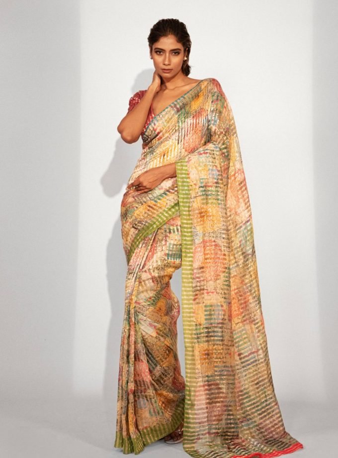 Unallume Print saree designs Unique saree designs Artisan saree designs Indian print sarees Printed saree party wear Printed saree silk blue saree Green Saree, floral saree, multi color , Metallic Golden Red Gray designer saree bollywood saree indian saree silk saree fashion art inspired fashion handloom trendy cocktail saree party wear artistic fashion fashion trends indian saree tissue organza pure silk ready to wear saree cotton saree printed saree handloom saree Blue saree, floral saree