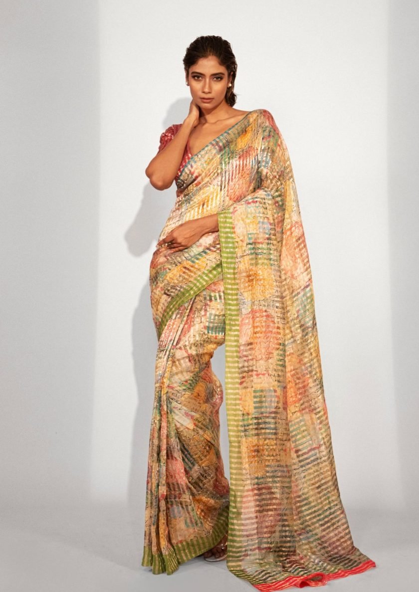 Unallume Print saree designs Unique saree designs Artisan saree designs Indian print sarees Printed saree party wear Printed saree silk blue saree Green Saree, floral saree, multi color , Metallic Golden Red Gray designer saree bollywood saree indian saree silk saree fashion art inspired fashion handloom trendy cocktail saree party wear artistic fashion fashion trends indian saree tissue organza pure silk ready to wear saree cotton saree printed saree handloom saree Blue saree, floral saree