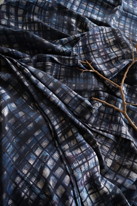 Unallume Shibori Textured Silk Printed Yardage