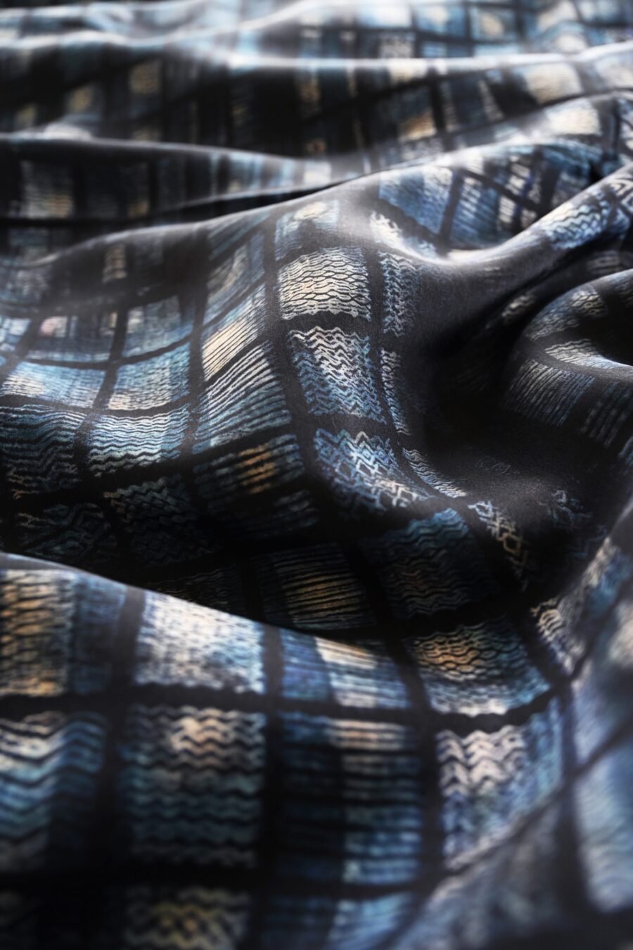 Unallume Shibori Textured Silk Printed Yardage