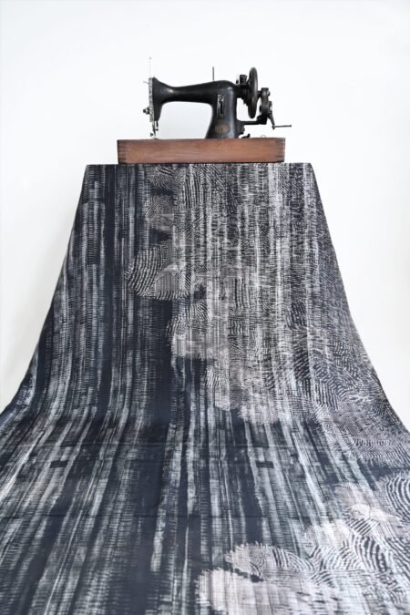 Unallume Monochrome Coral Silk Printed Yardage