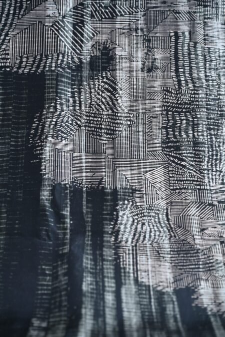 Unallume Monochrome Coral Silk Printed Yardage