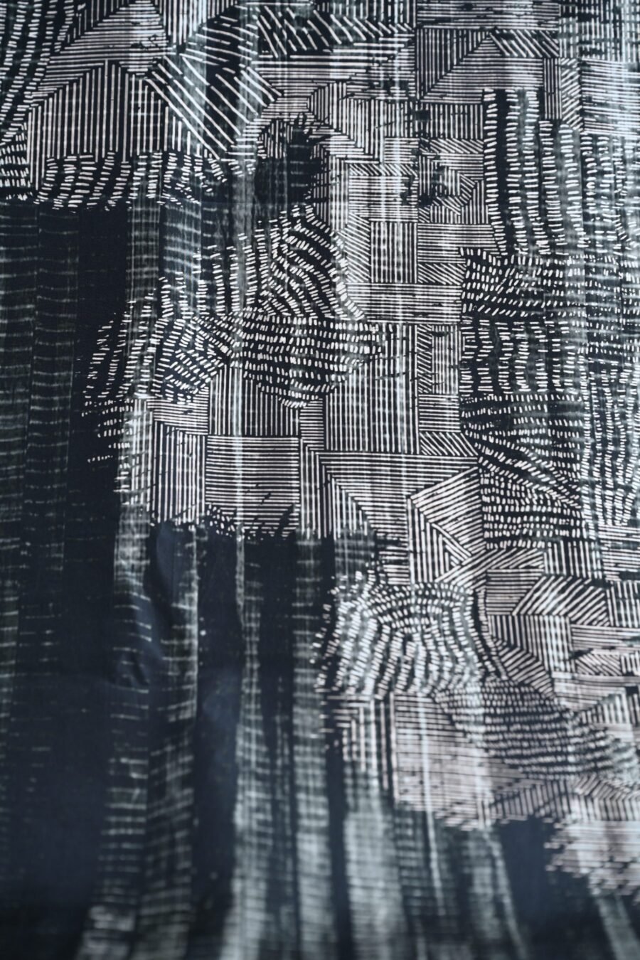 Unallume Monochrome Coral Silk Printed Yardage