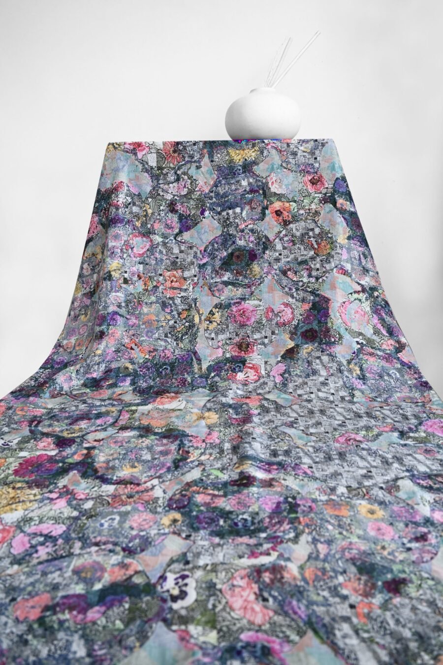 Unallume Camouflage Floral Silk Printed Yardage