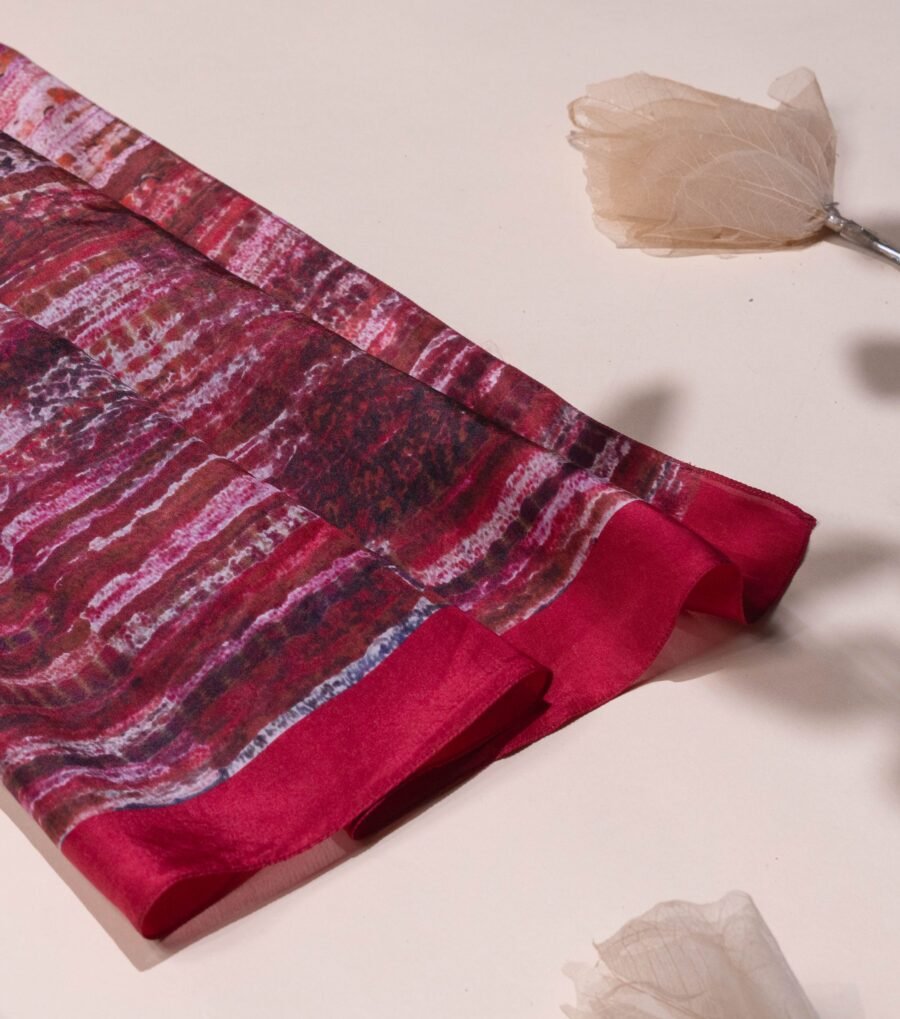 Crimson Shadow Silk Scarf - Image 2