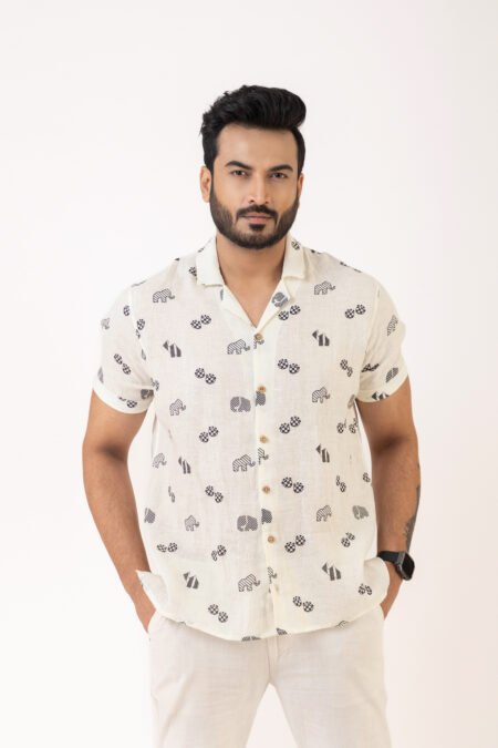 Monochrome Carnival Linen Shirt