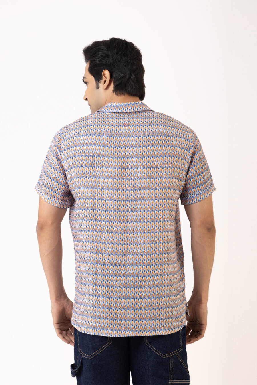 Unallume Blue Mist Geo Linen Shirt