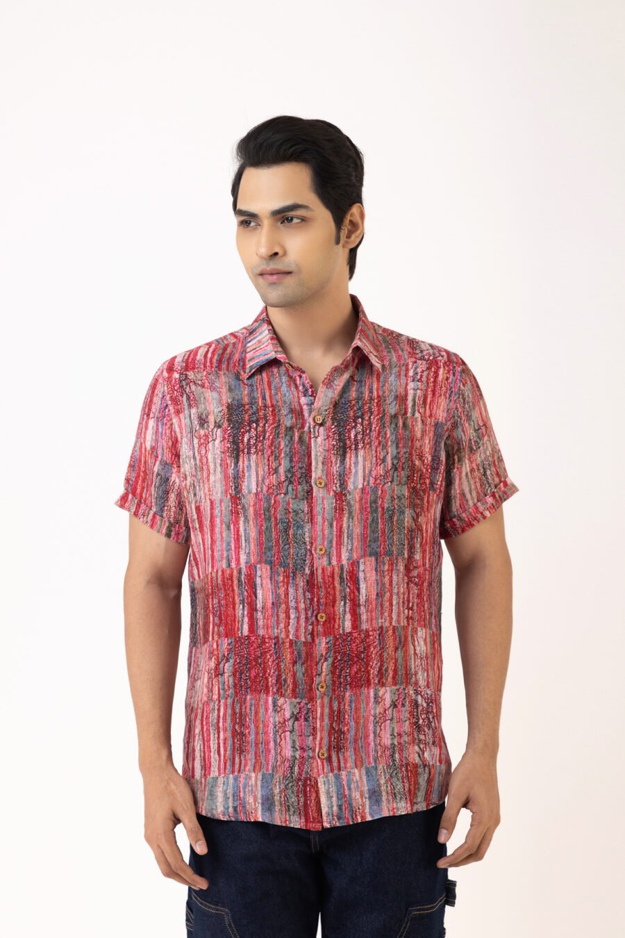Unallume Berry Striped Linen Shirt