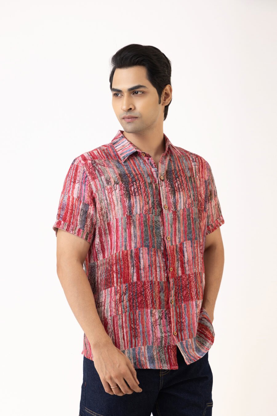 Unallume Berry Striped Linen Shirt