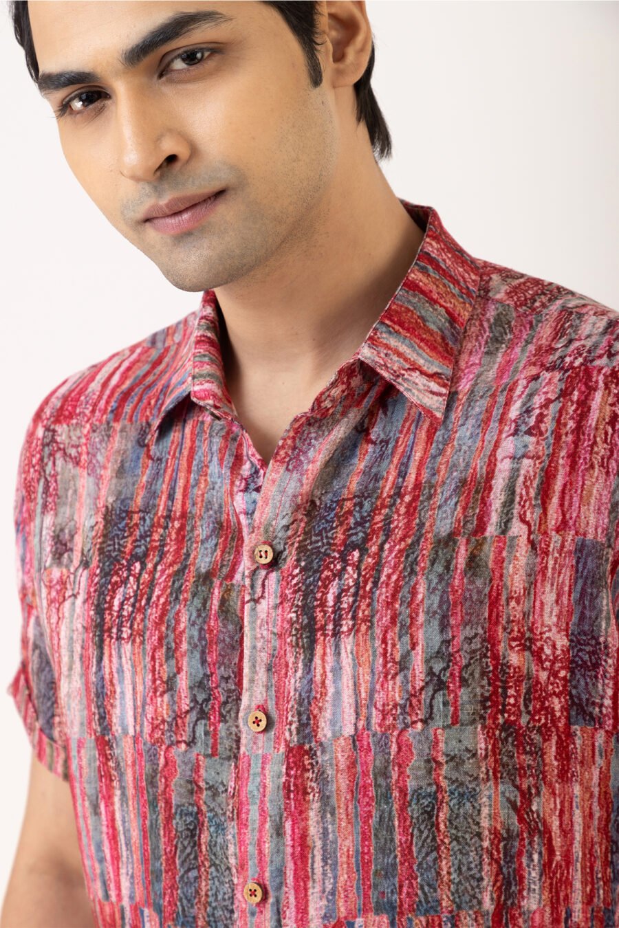Unallume Berry Striped Linen Shirt