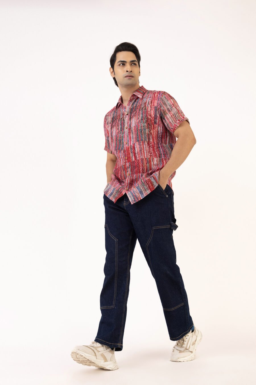 Unallume Berry Striped Linen Shirt