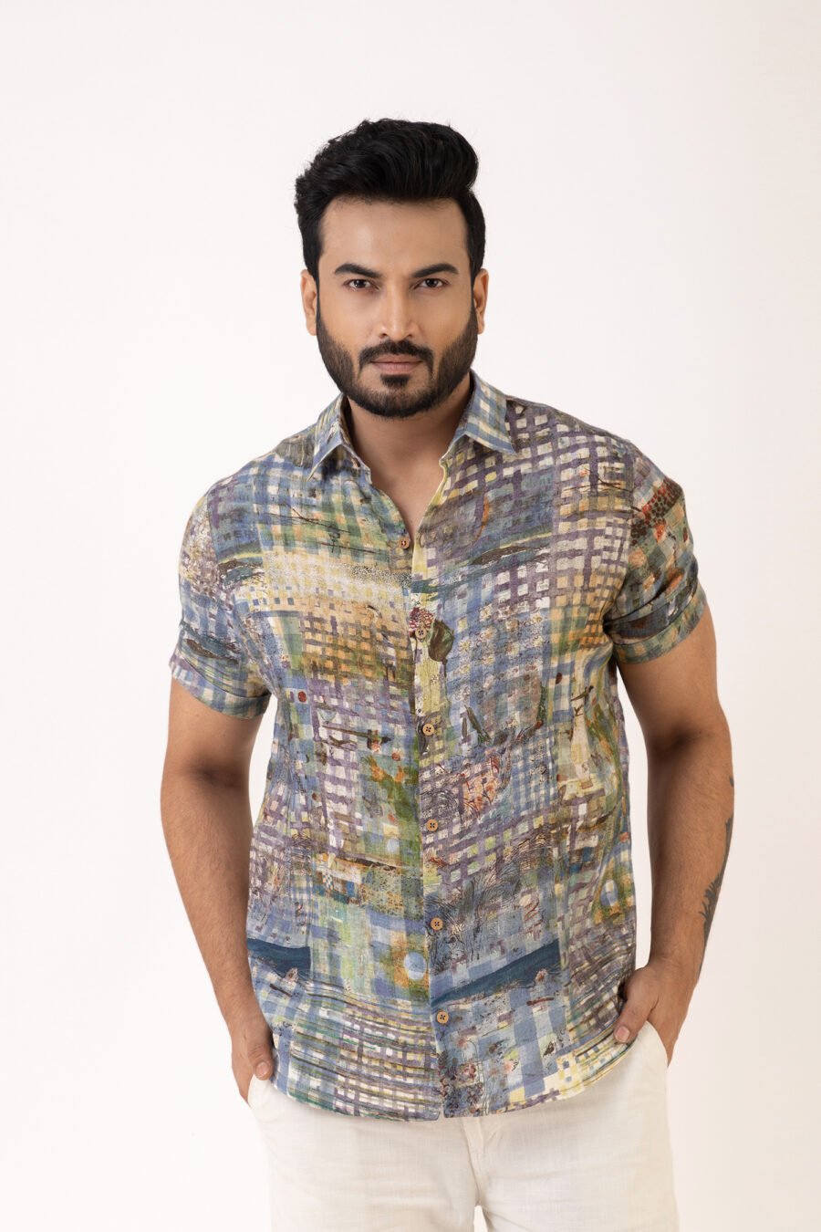 Unallume Wilderness Mosaic Linen Shirt