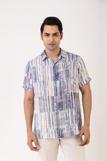 Iced Indigo Stripe Linen Shirt