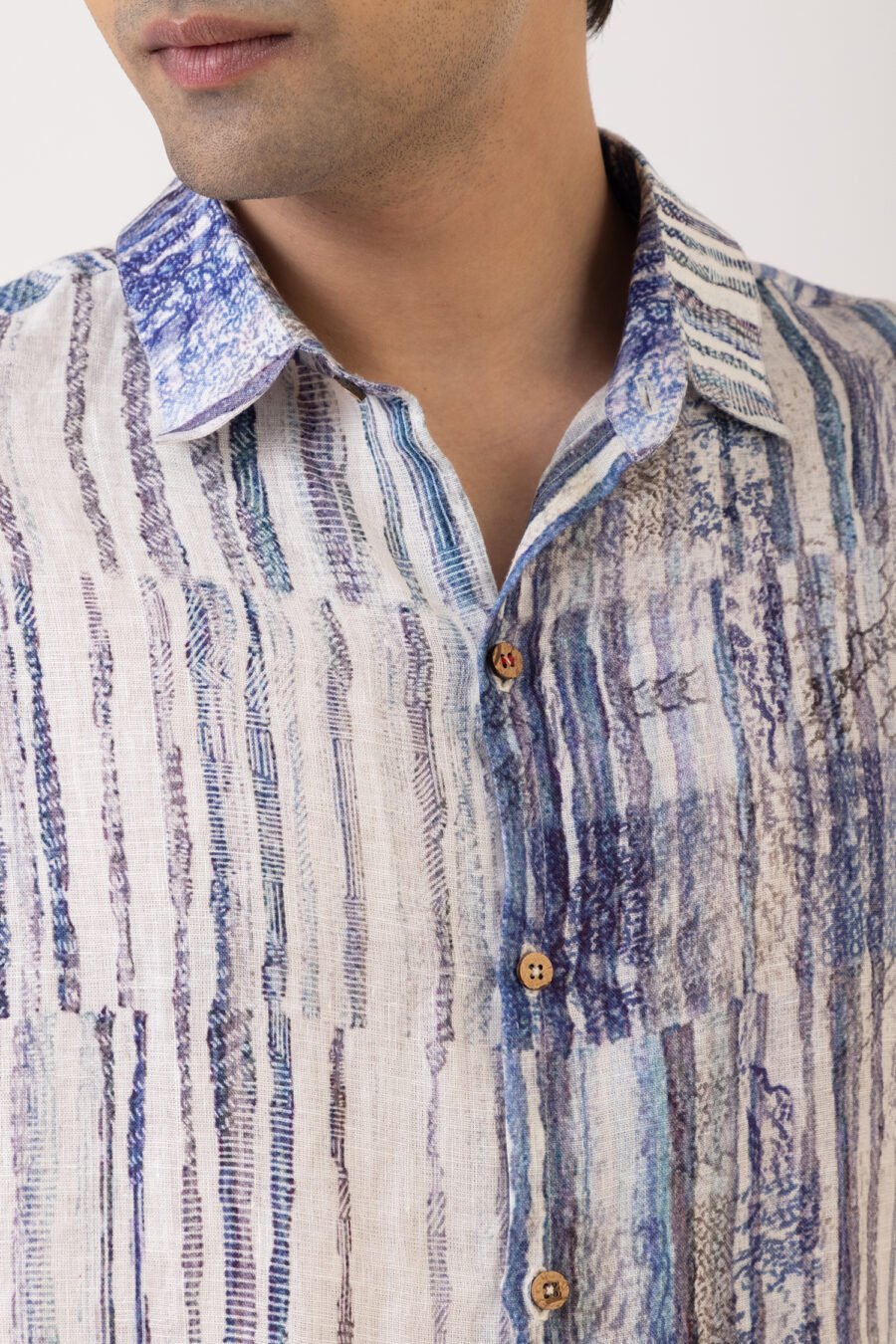 Iced Indigo Stripe Linen Shirt - Image 4