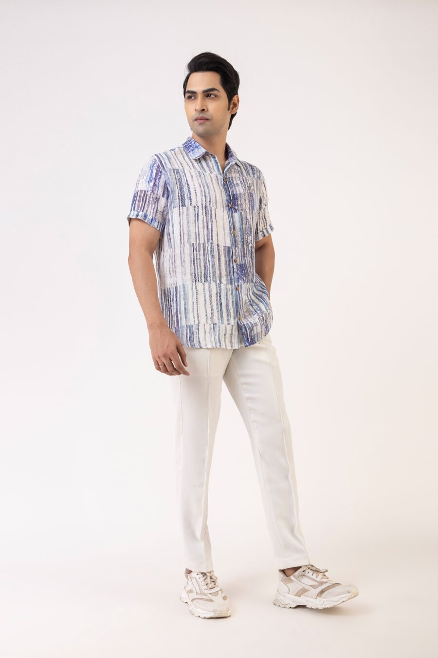 Iced Indigo Stripe Linen Shirt - Image 5