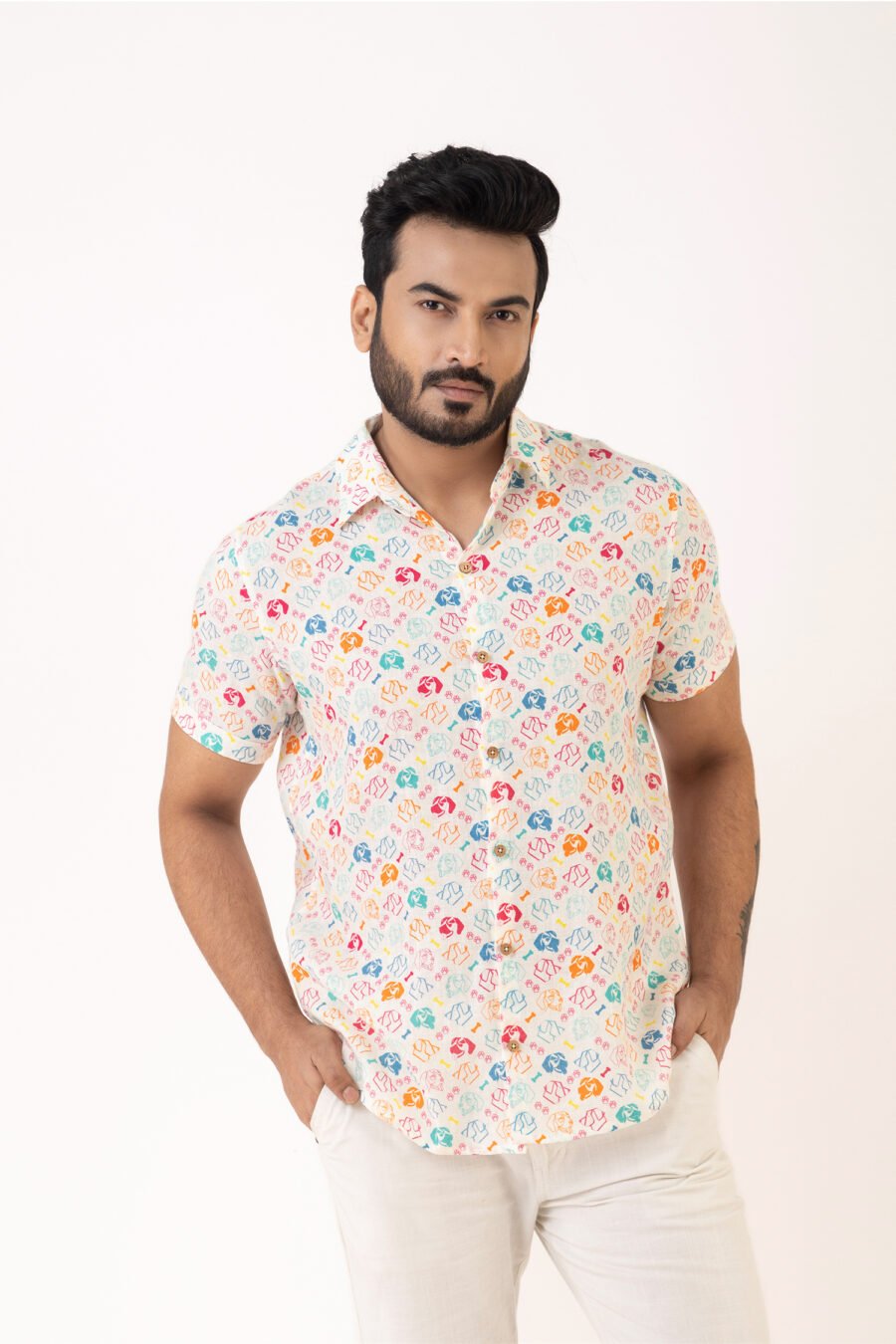 Paw-sitive Vibes Multi Linen Shirt