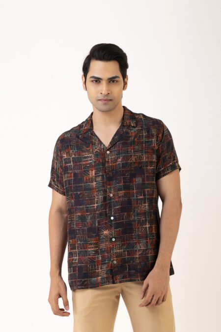 The Checkered Code Red Silk Shirt