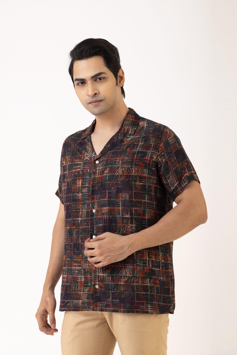 The Checkered Code Red Silk Shirt - Image 2