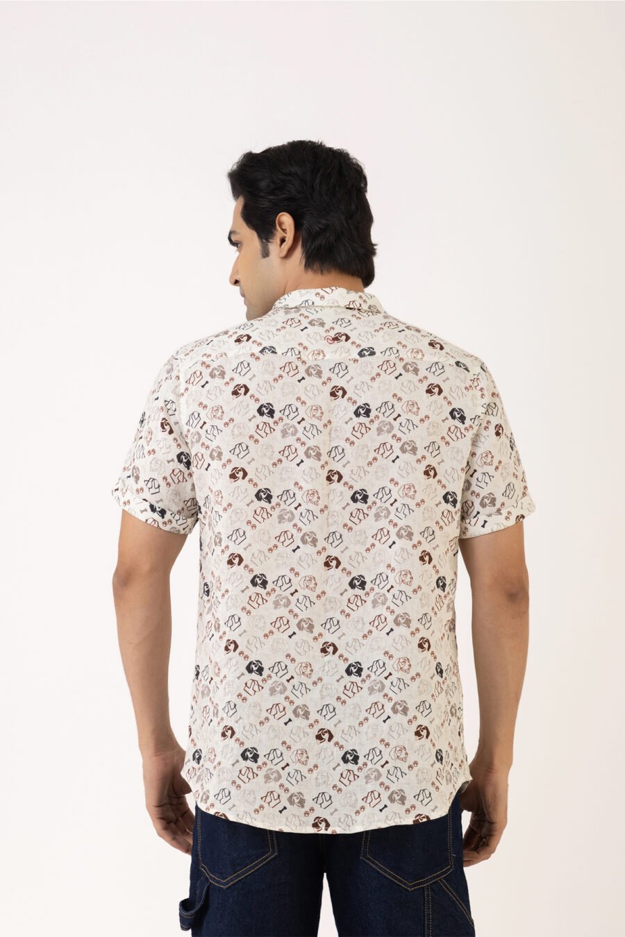 Paw-sitive Vibes Mono Linen Shirt - Image 3