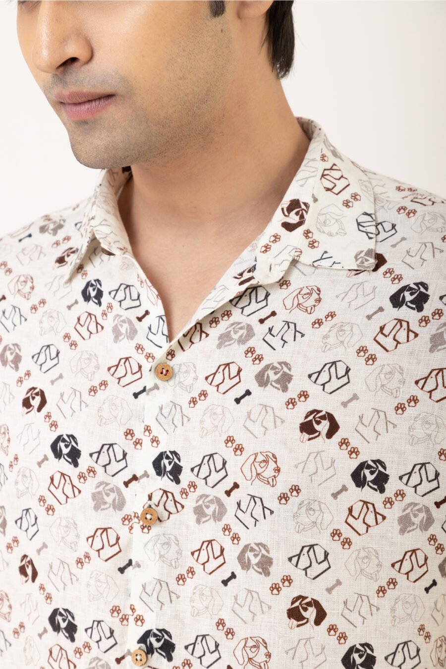 Paw-sitive Vibes Mono Linen Shirt - Image 4