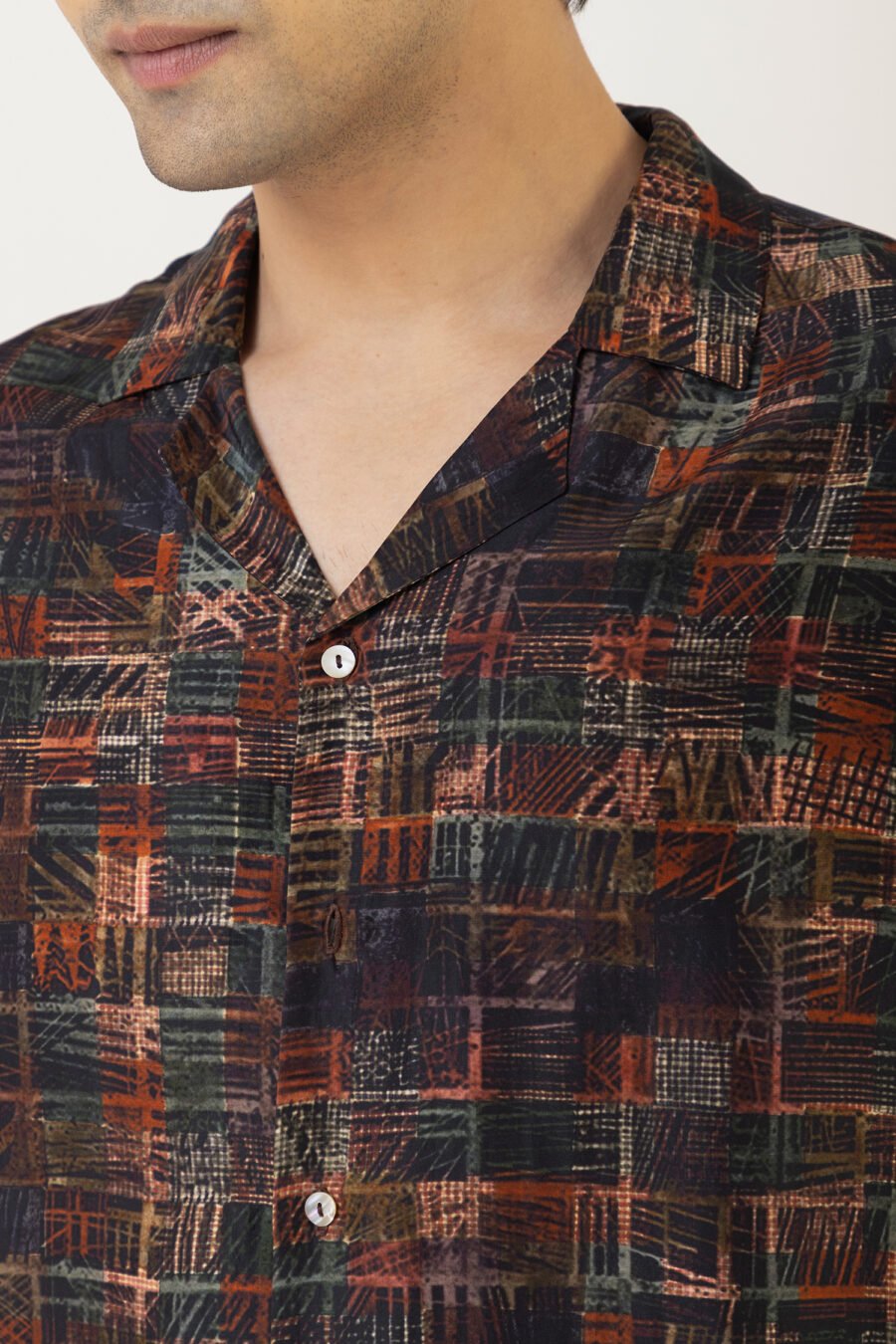 The Checkered Code Red Silk Shirt - Image 4