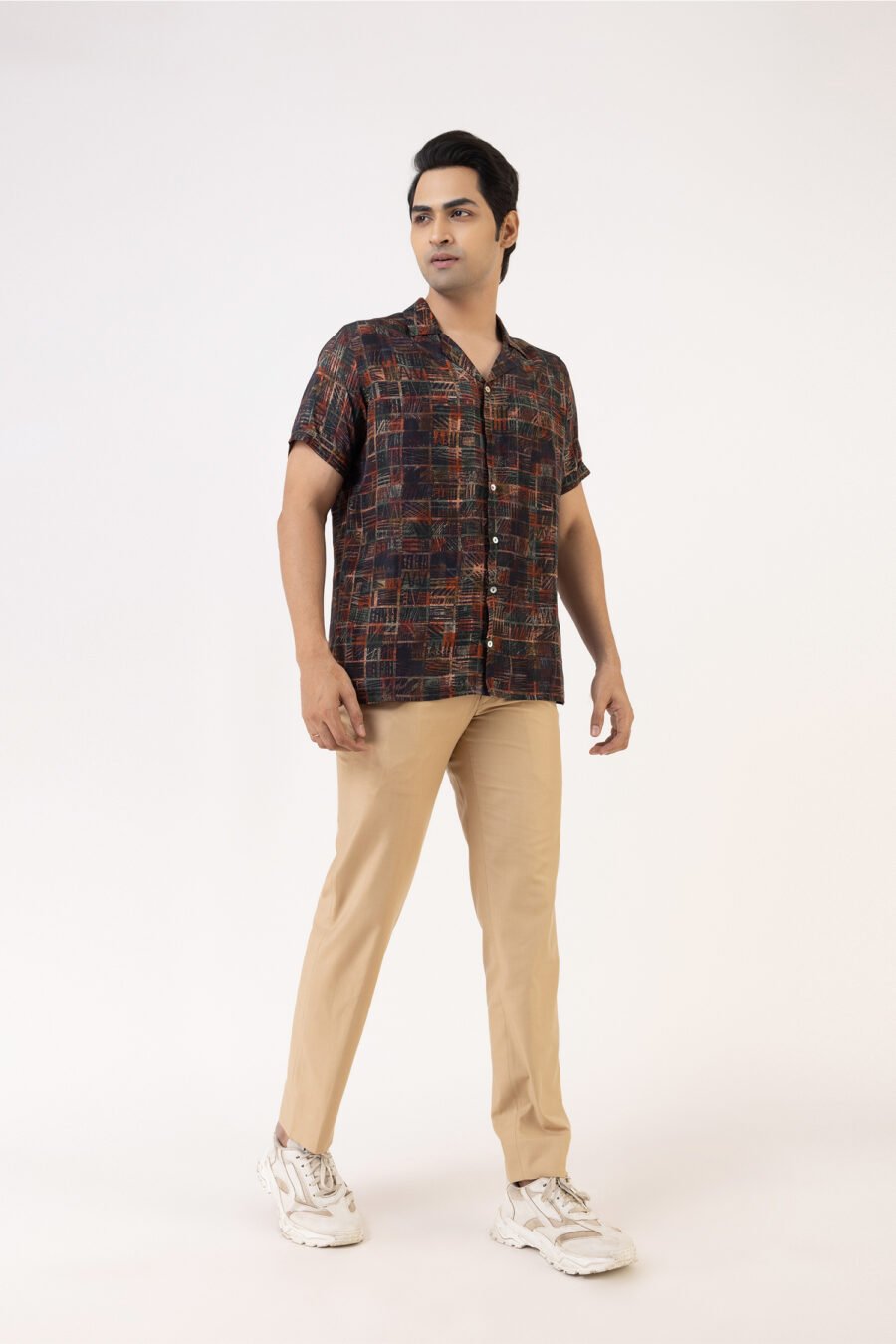 The Checkered Code Red Silk Shirt - Image 5