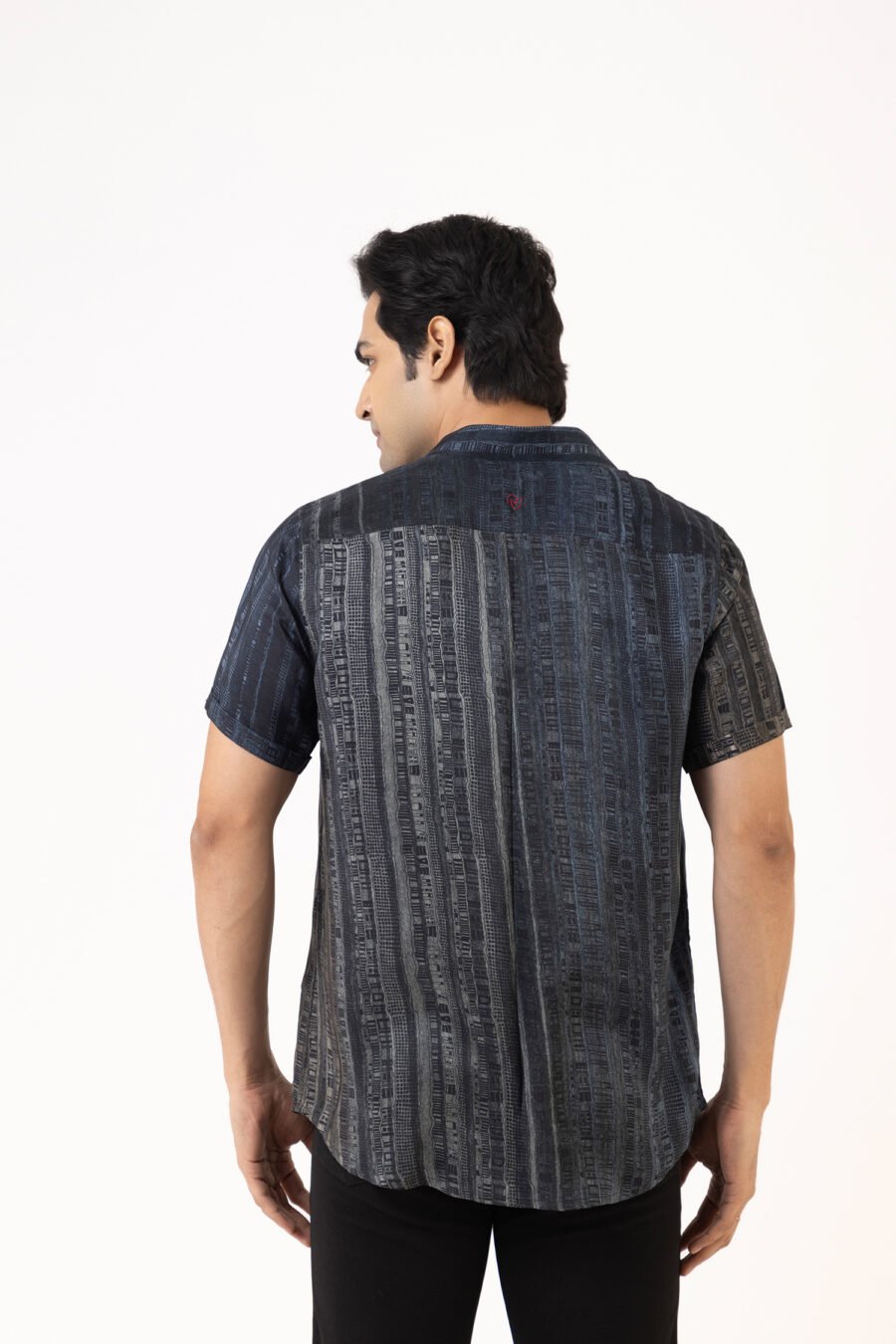Unallume Mid-blue Striped Silk Shirt