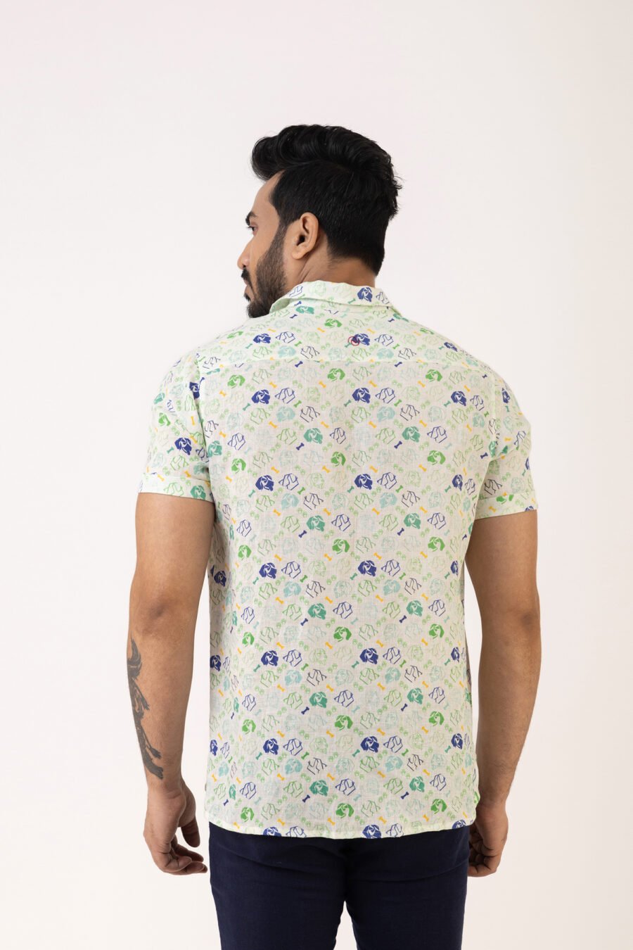 Paw-sitive Vibes Blue Linen Shirt - Image 3
