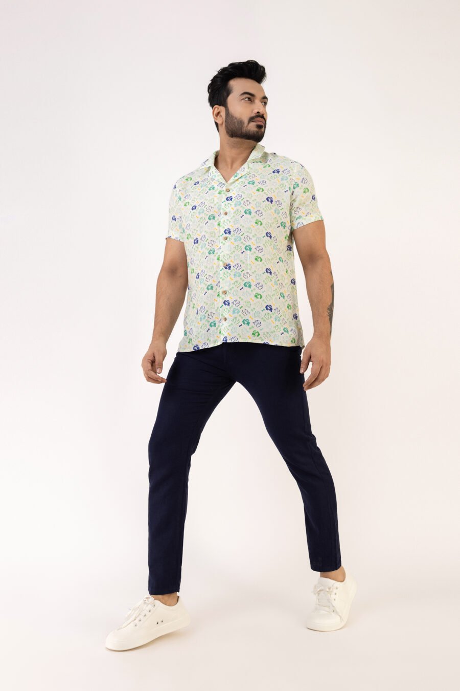 Paw-sitive Vibes Blue Linen Shirt - Image 5