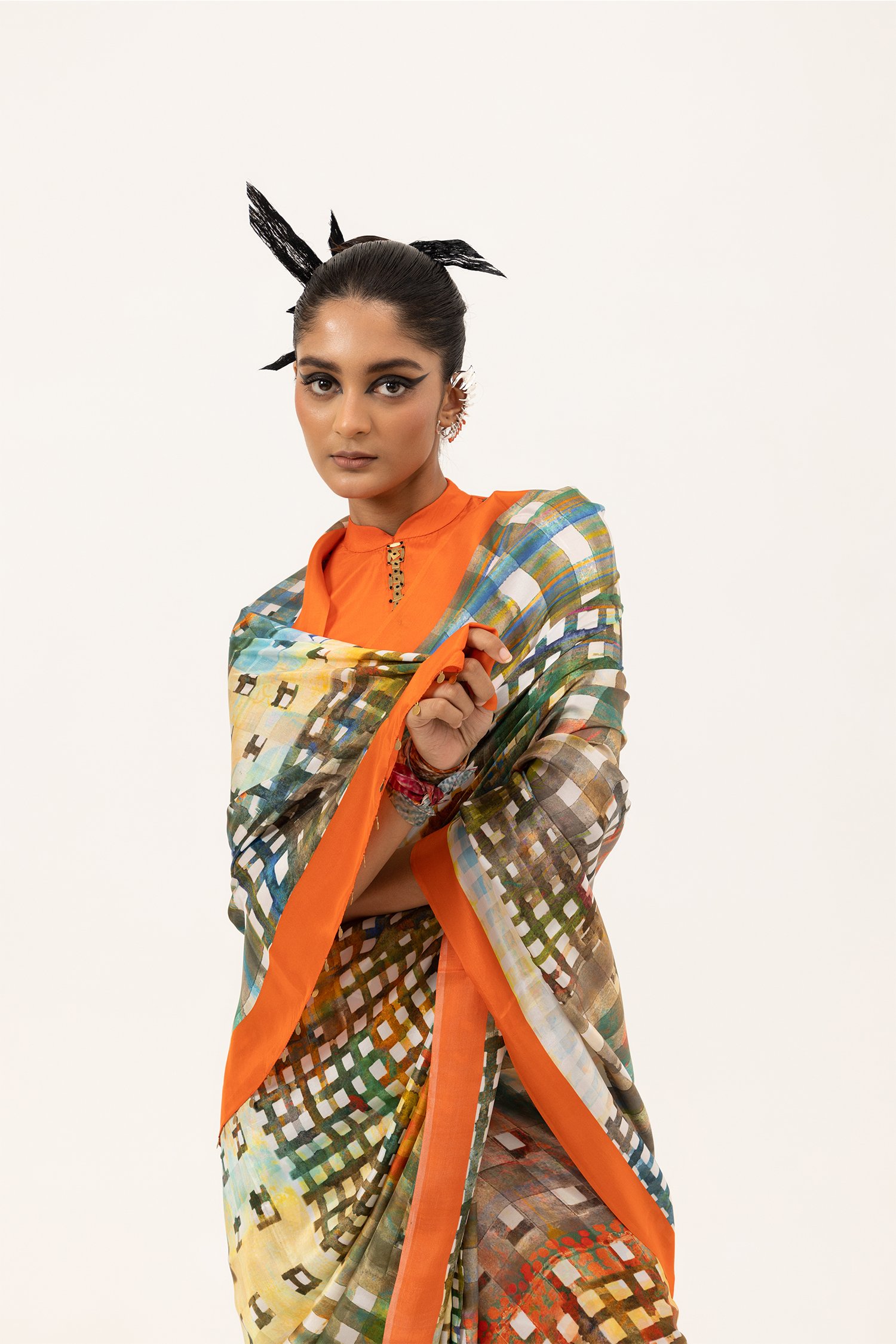 Unallume Vibrant Grid Silk Saree