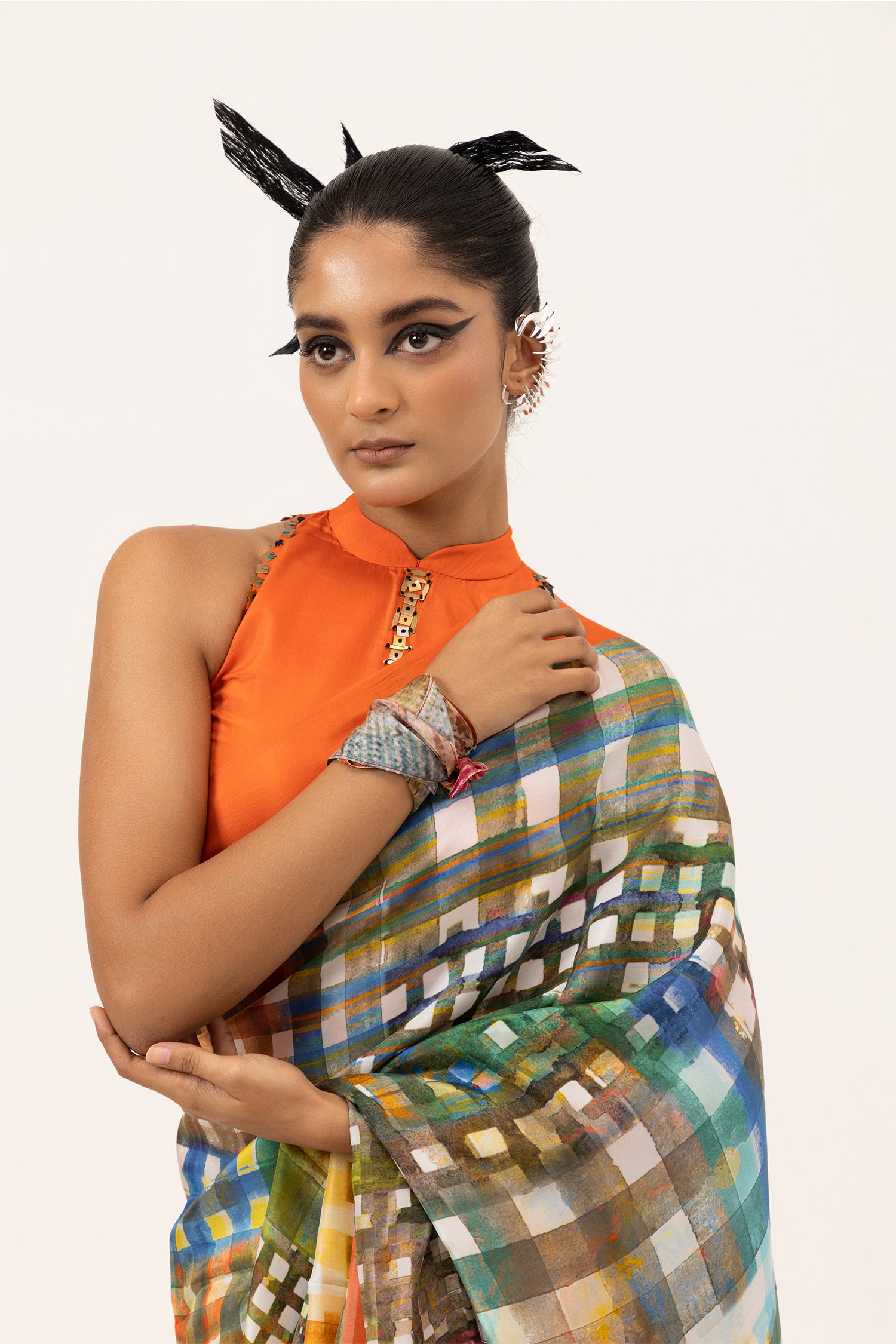 Unallume Vibrant Grid Silk Saree
