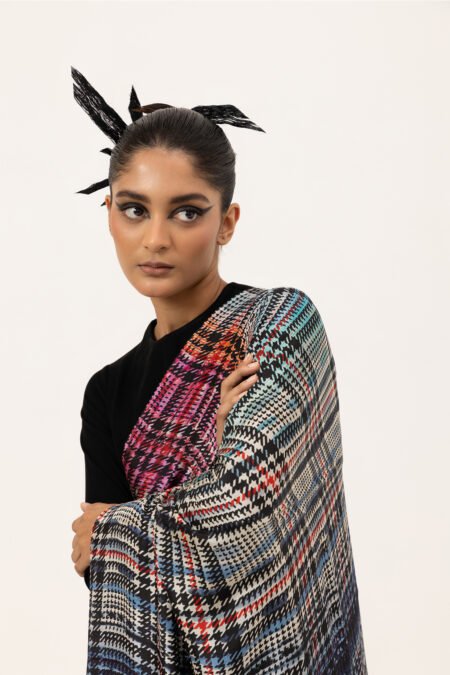 Gradient Plaid /Plaid Fusion Silk Saree