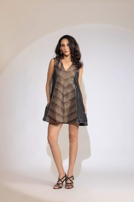 Auric Weave Chevron Cotton-Silk Tunic