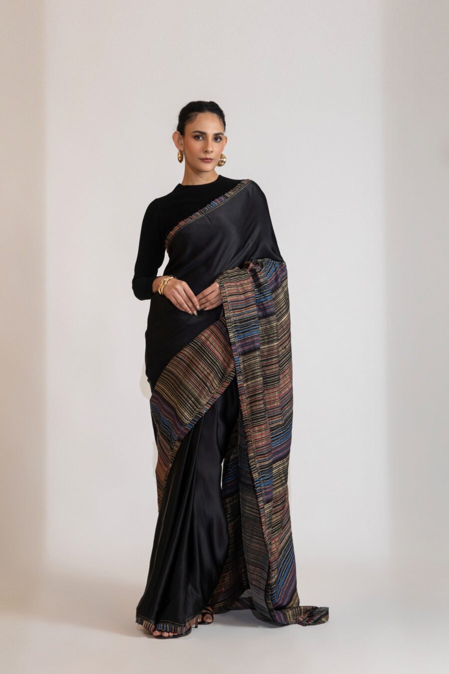 Twilight Horizon Black Handloom Saree