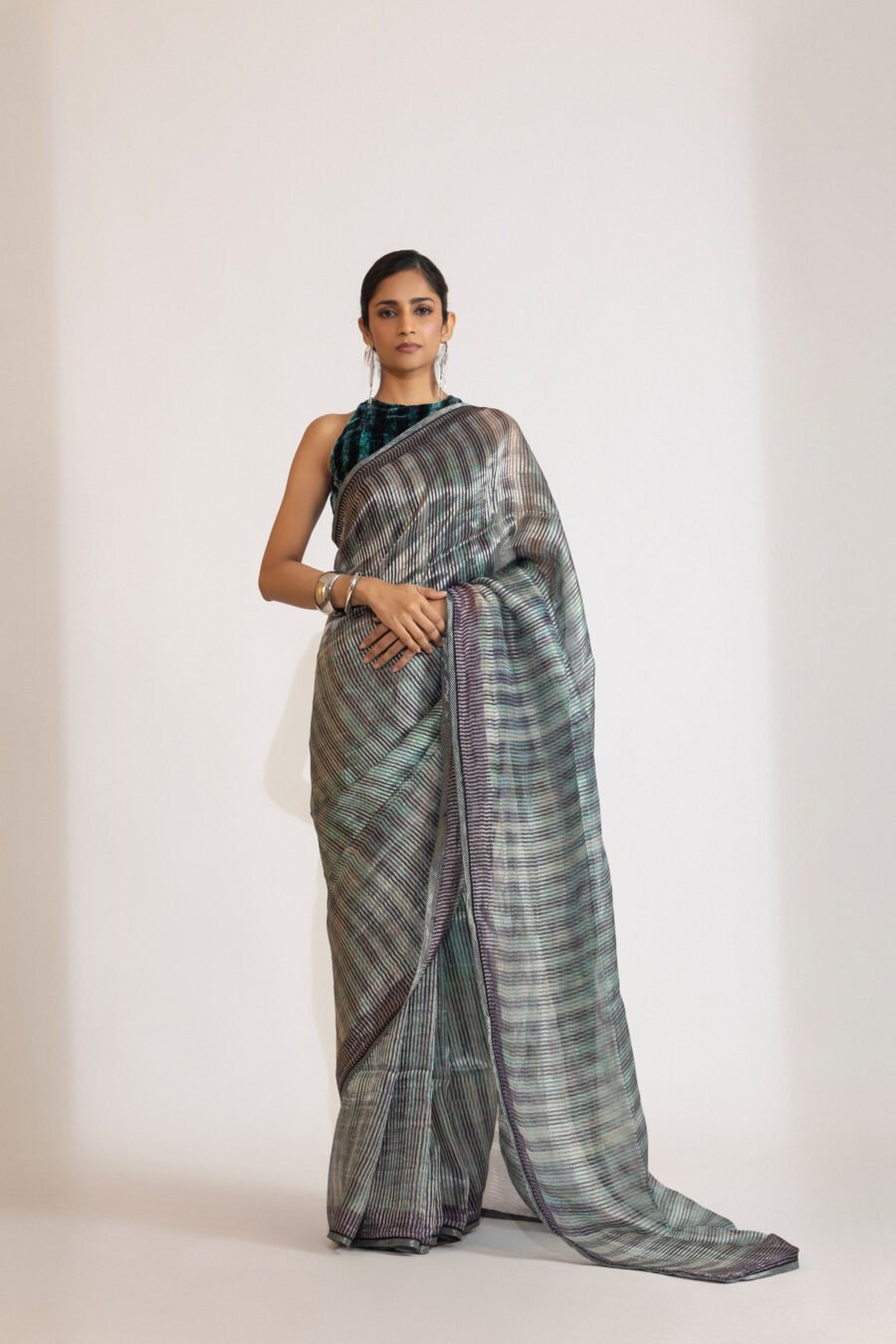 Nira Striped Silk Saree - Image 3