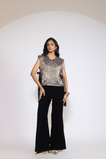 Starlit Line Striped Top Lume Striped Tie-Up Top