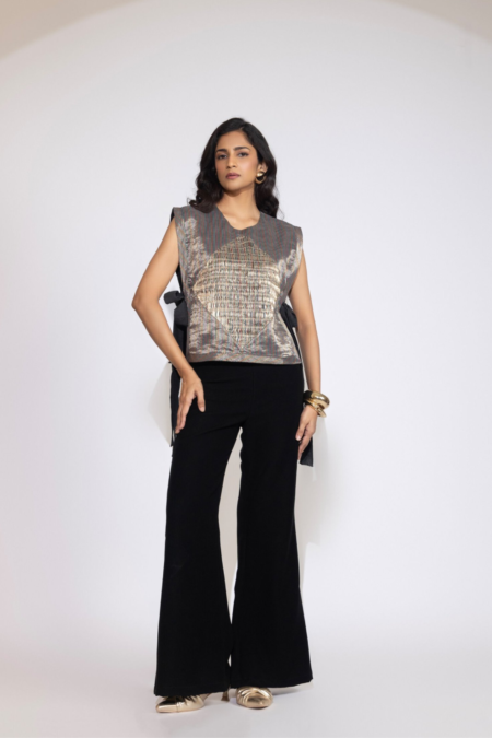 Starlit Line Striped Top Lume Striped Tie-Up Top