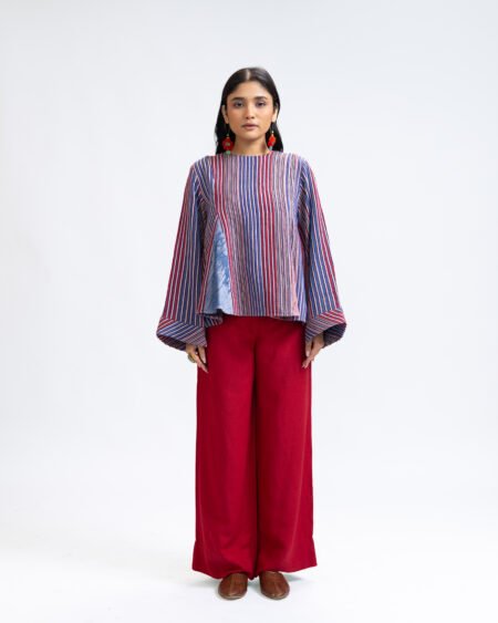 Striped Flare Sleeve Top