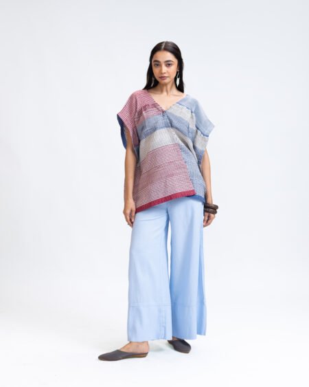 Indigo Panelled Kaftan Top