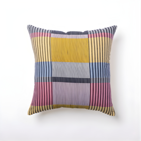 Grid Handwoven Multicolour Cushion Cover