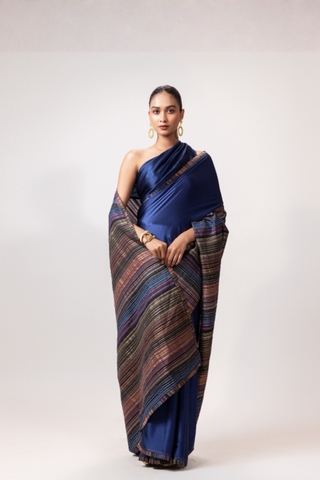 Twilight Horizon Blue Handloom Saree