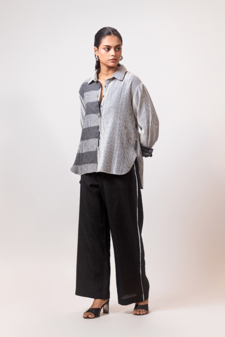 Black and white Panel Stripe Shirt