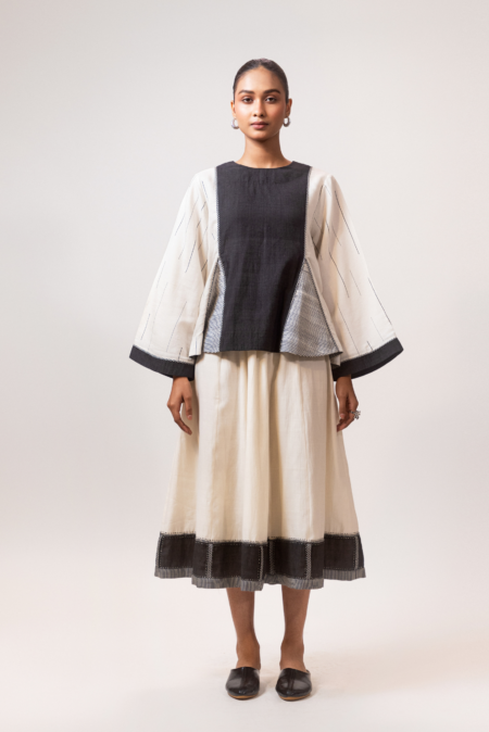 Contrast Panel bell sleeve Top