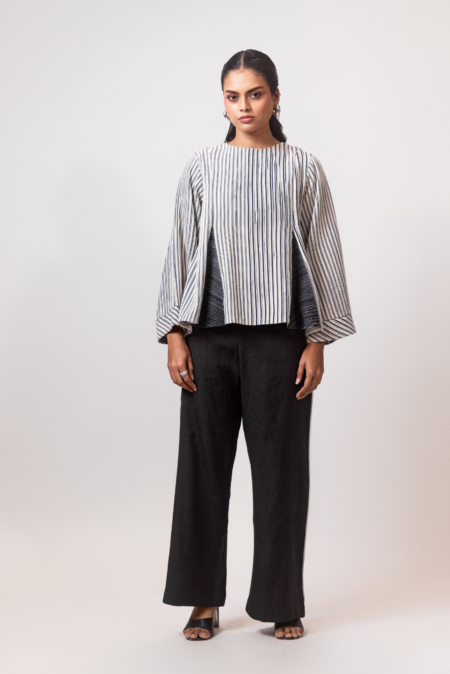 Monochrome Stripe Flared Top