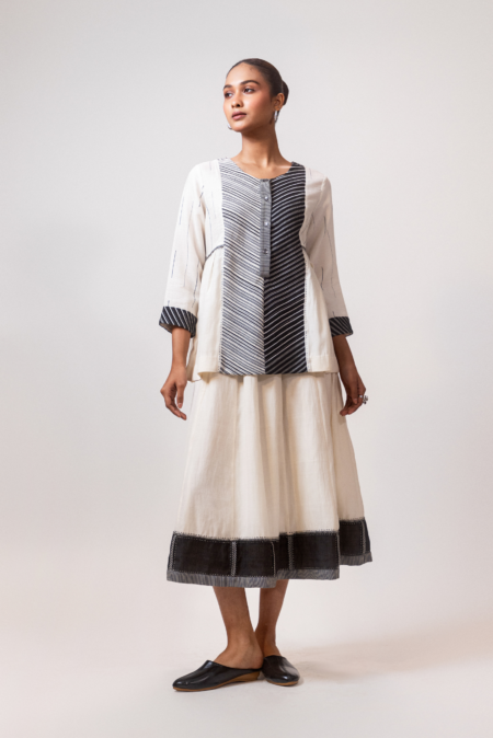 Ivory Contrast Stripe panel Top