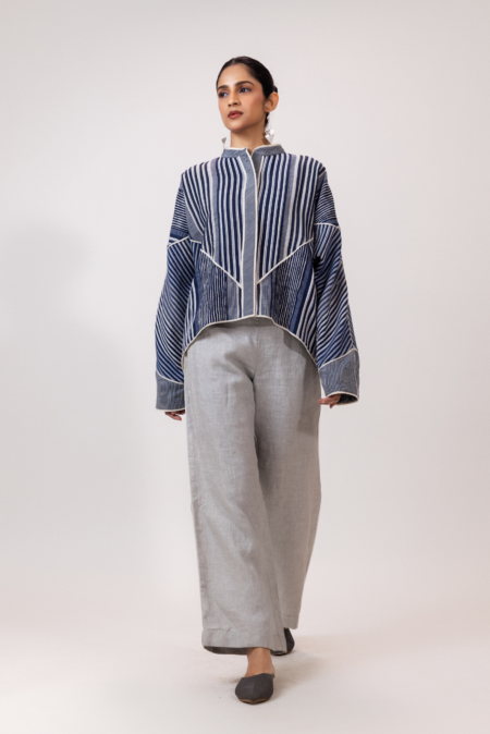 Indigo Stripe Panel jacket