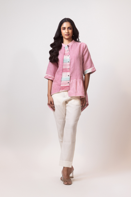 Rose Check panelled Top