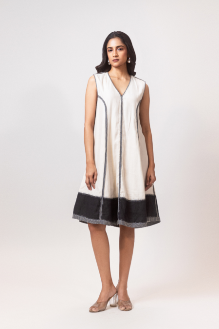 Chevron Panelled Ivory Tunic