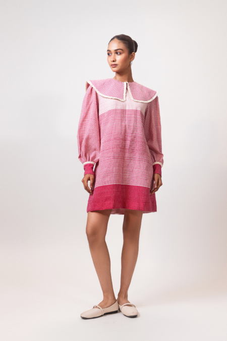 Pink Gingham Collar Tunic